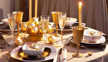 Decoración mesa navidad dorada